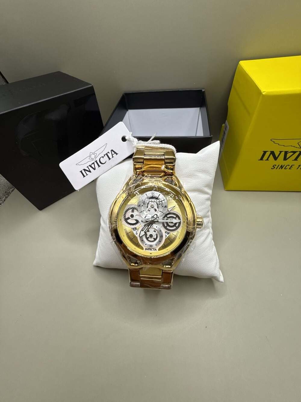 Invicta Gold Tone Skeleton Dial Men's Watch